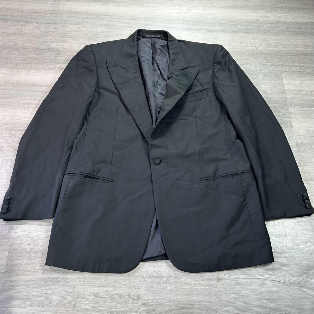 Ermenegildo Zegna Suit Jacket Mens 46 Black Wool Tuxedo Neiman Marcus Formal